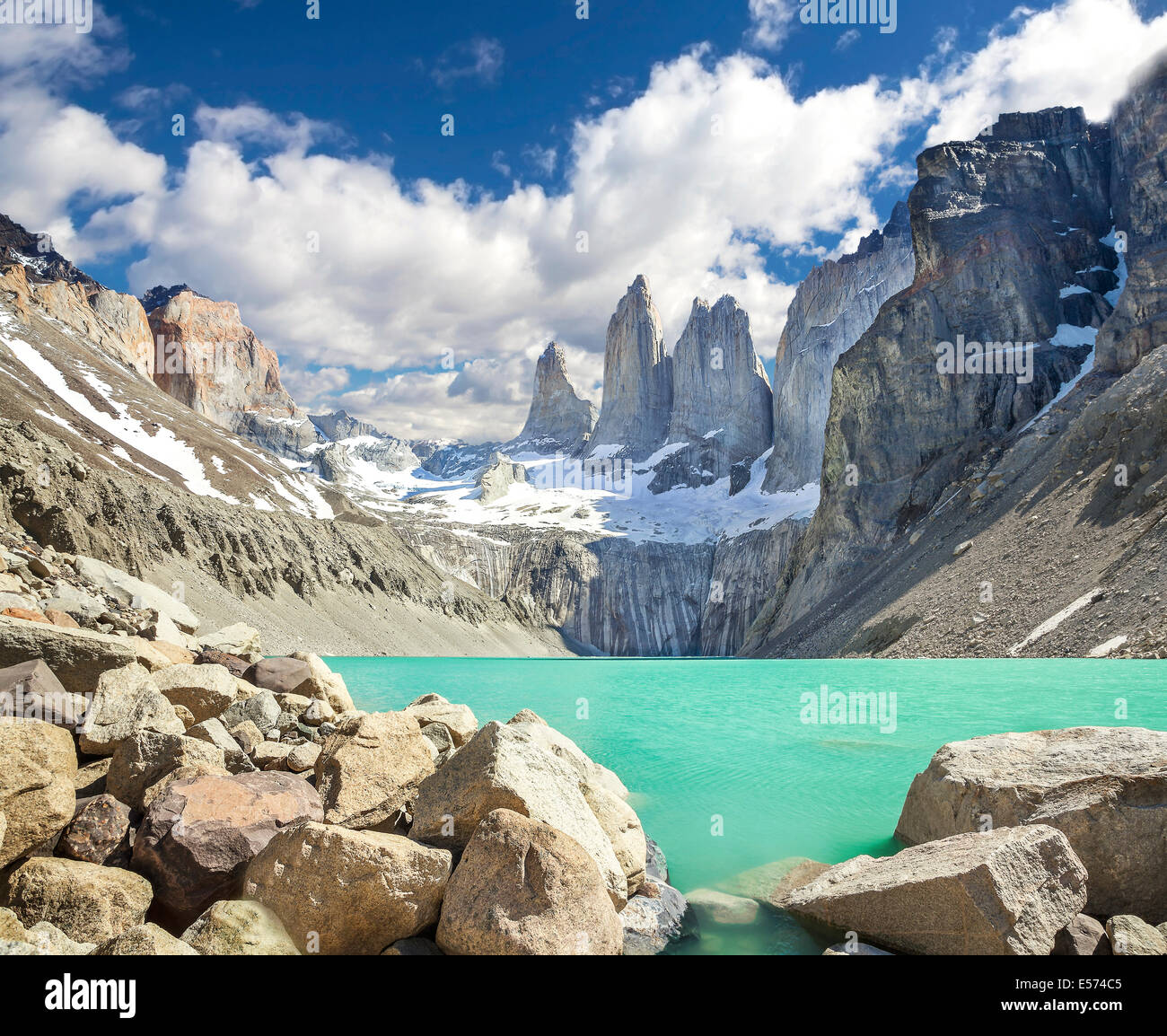 Torres del Paine montagne, Patagonia, Cile Foto Stock