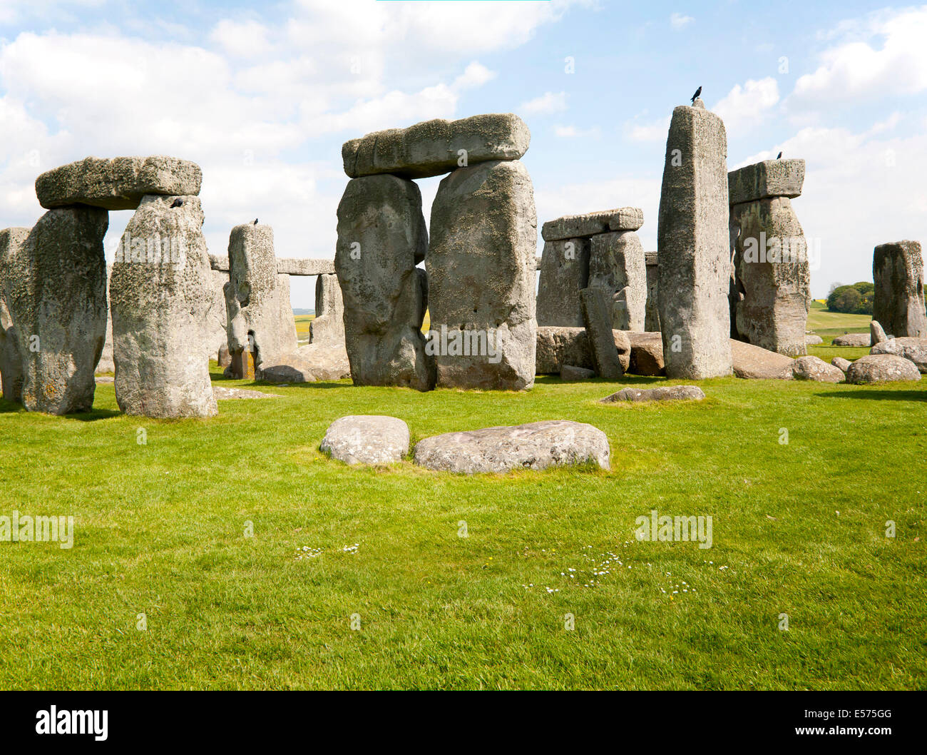 Il Patrimonio Mondiale sito neolitico di pietre permanente a Stonehenge, Amesbury, Wiltshire, Inghilterra Foto Stock