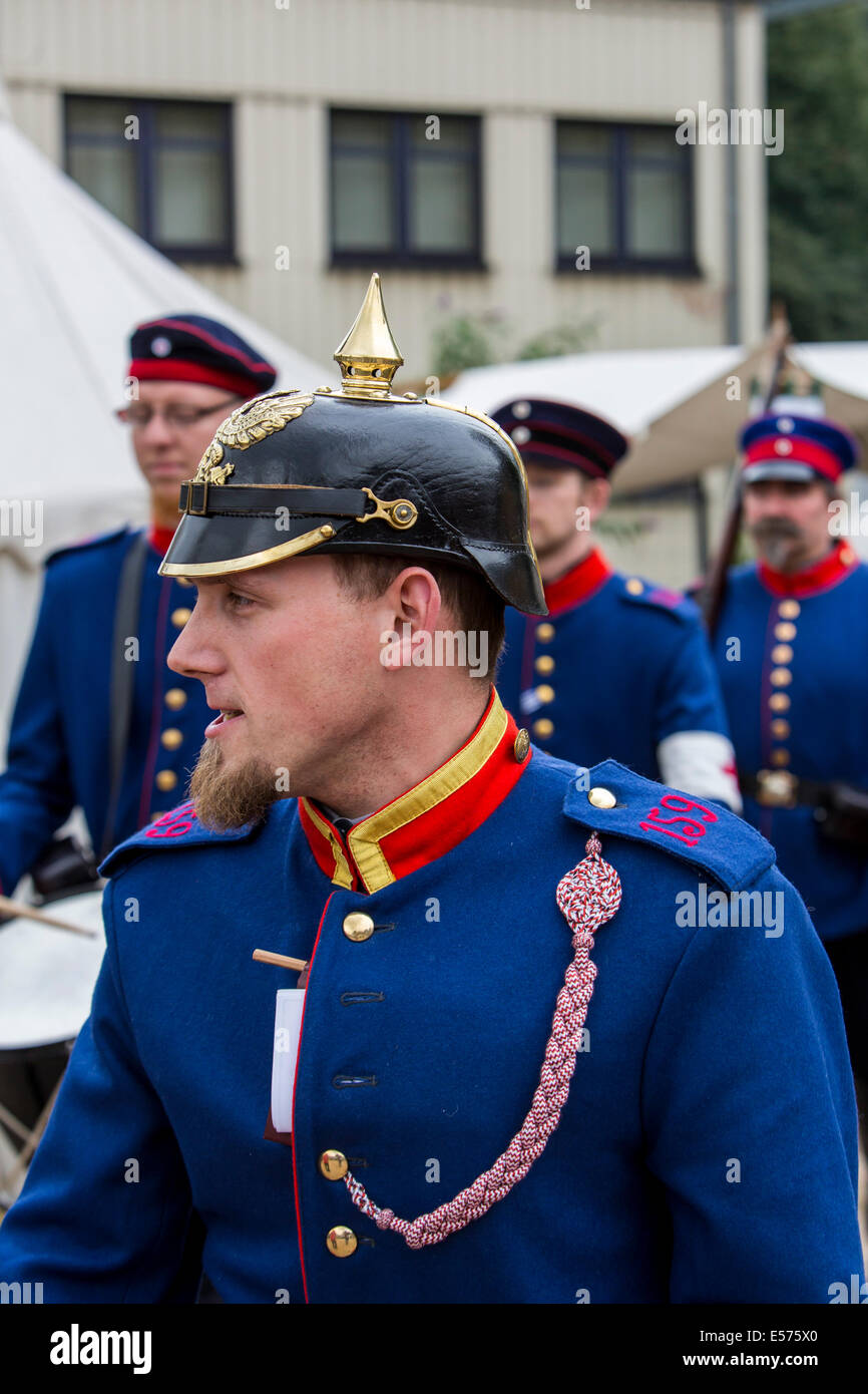 Gli attori del gruppo IG Renania prussiana, vive la storia del periodo 1880-1914, field camp, evento di fantasia, Foto Stock