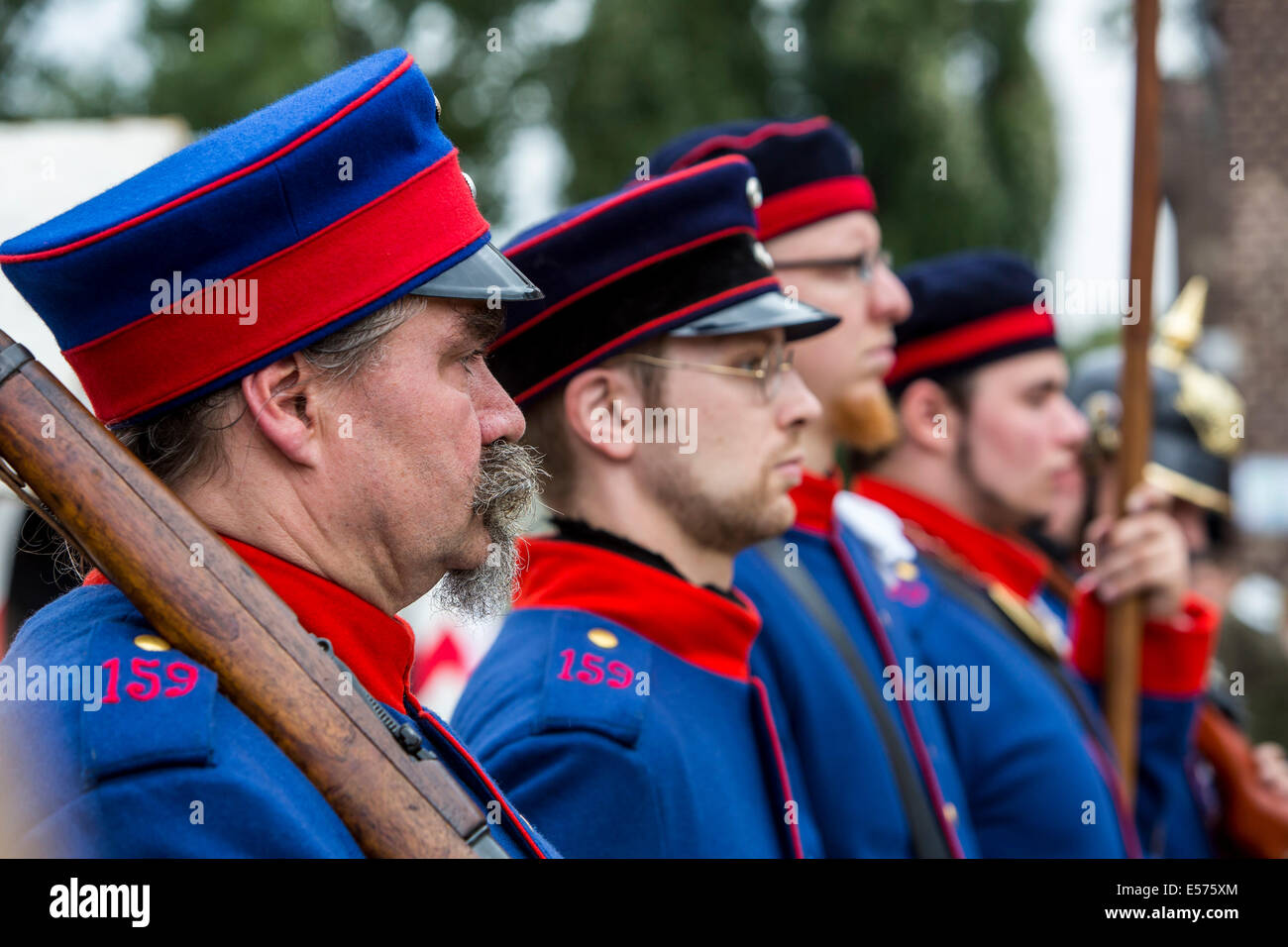Gli attori del gruppo IG Renania prussiana, vive la storia del periodo 1880-1914, field camp, evento di fantasia, Foto Stock