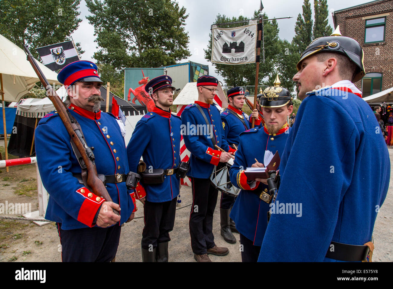 Gli attori del gruppo IG Renania prussiana, vive la storia del periodo 1880-1914, field camp, evento di fantasia, Foto Stock
