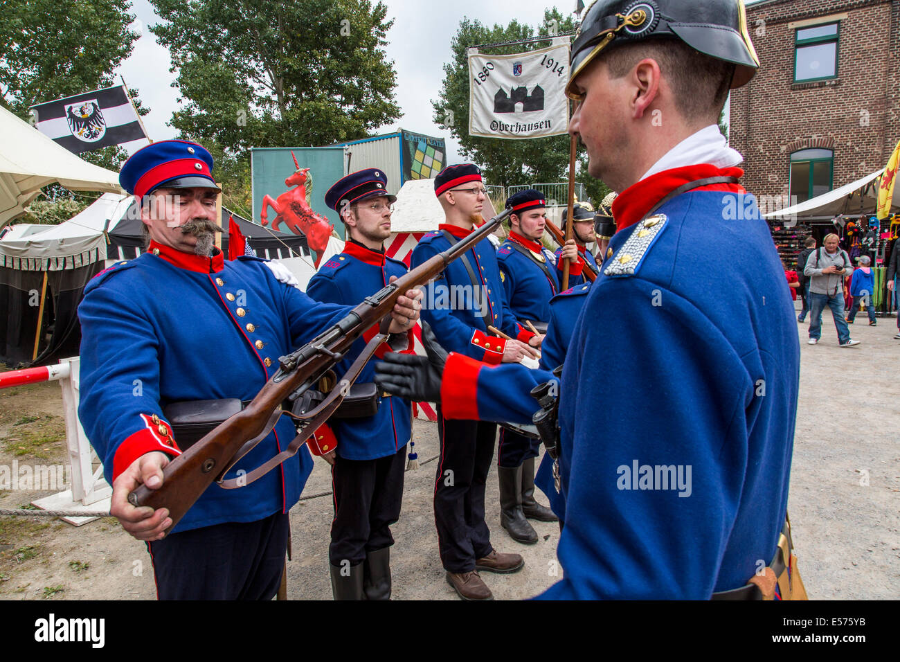 Gli attori del gruppo IG Renania prussiana, vive la storia del periodo 1880-1914, field camp, evento di fantasia, Foto Stock