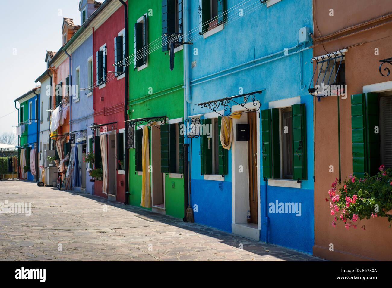 Case colorate di Burano Foto Stock