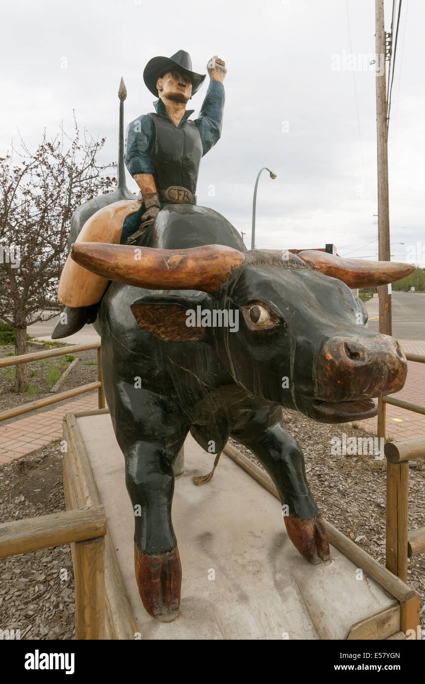 Elk203-3528v Canada, British Columbia, Houston, bull statua di equitazione Foto Stock