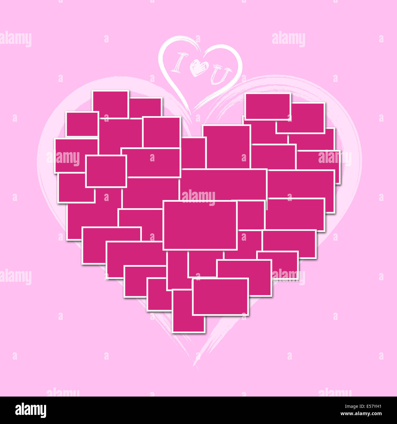 Telaio del cuore isolato su sfondo rosa Foto Stock