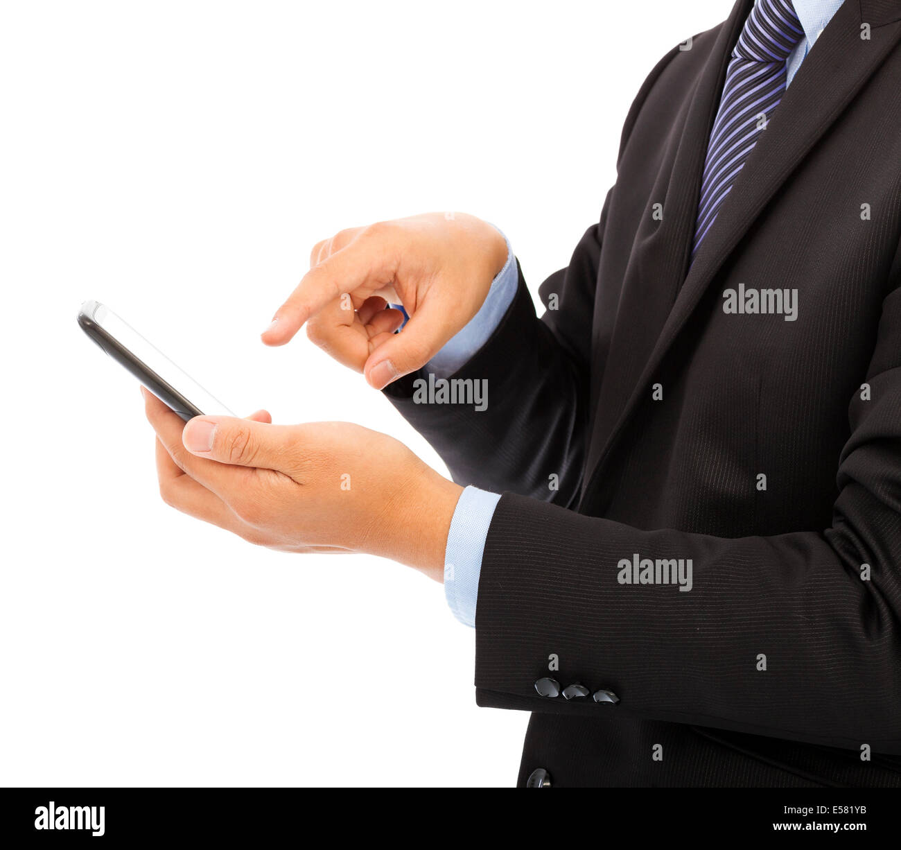 Close up di imprenditore touch smart phone Foto Stock