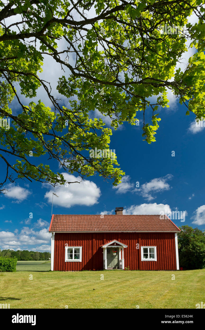 Casa Falu dipinte di rosso, Smaland, Svezia Foto Stock