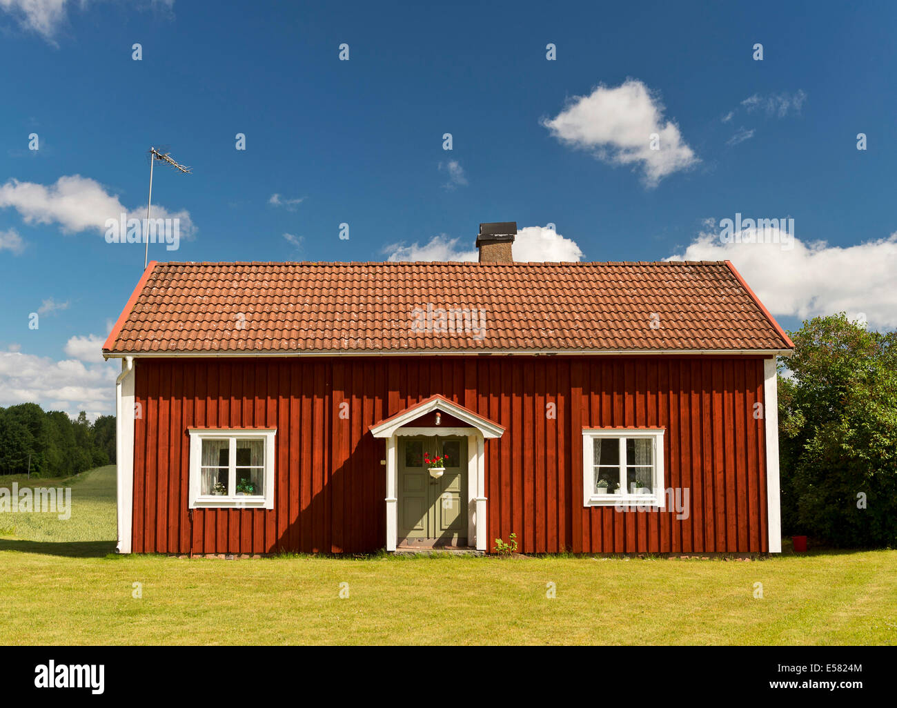 Casa Falu dipinte di rosso, Smaland, Svezia Foto Stock