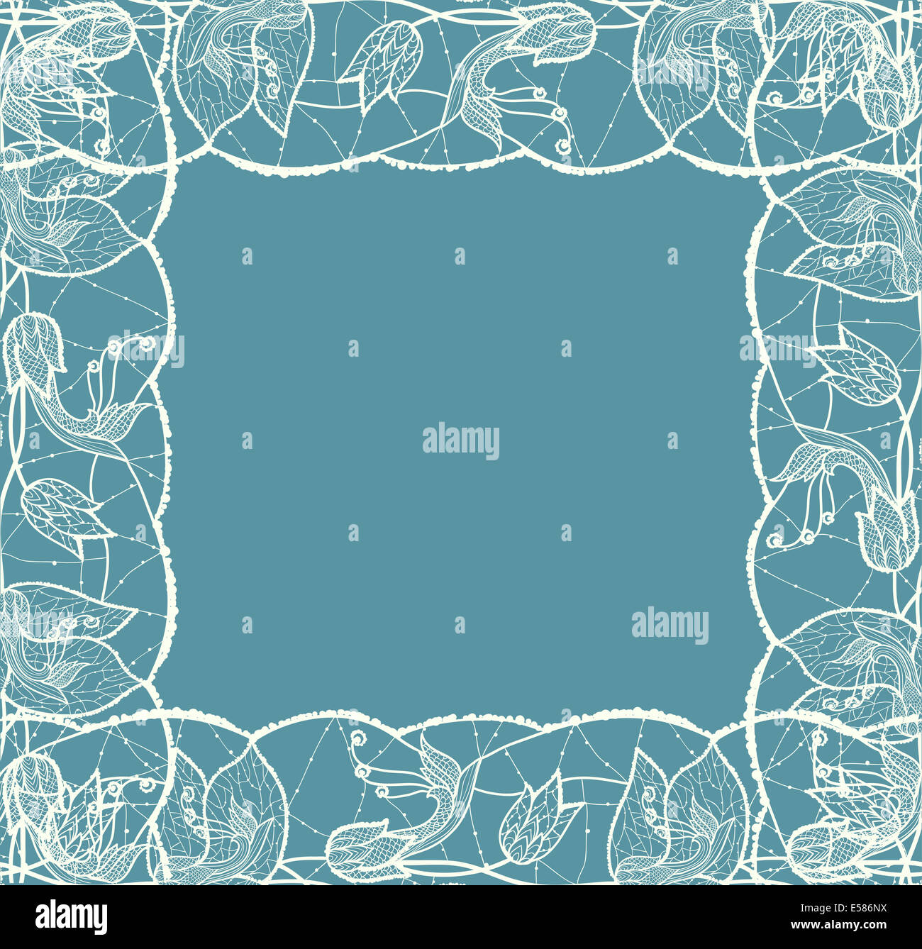 Lacy floreali di confine e posto per il vostro testo, sfondo vettoriale Foto Stock