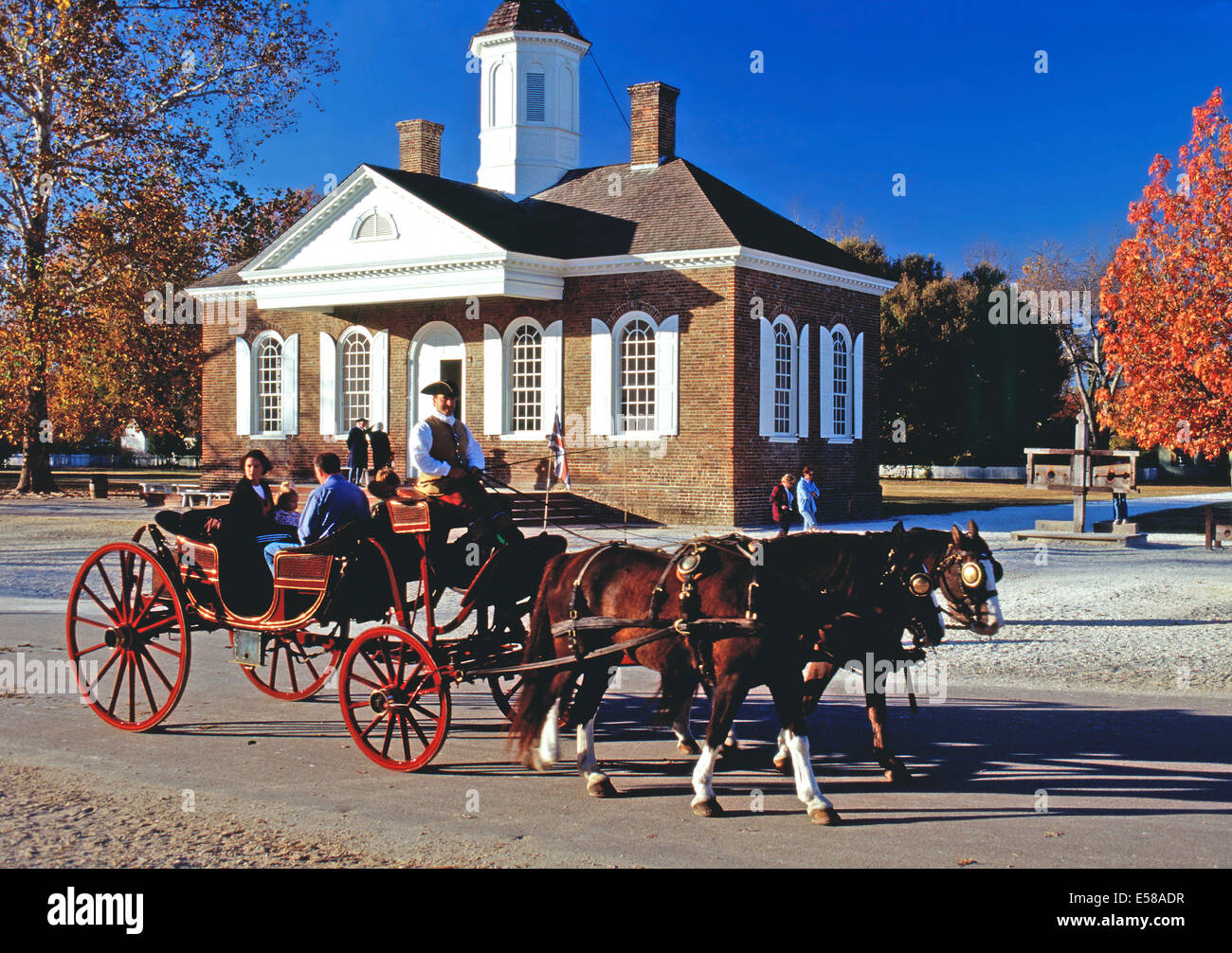 Cavallo e Carrozza tour,Colonial Williamsburg, Virginia Foto Stock