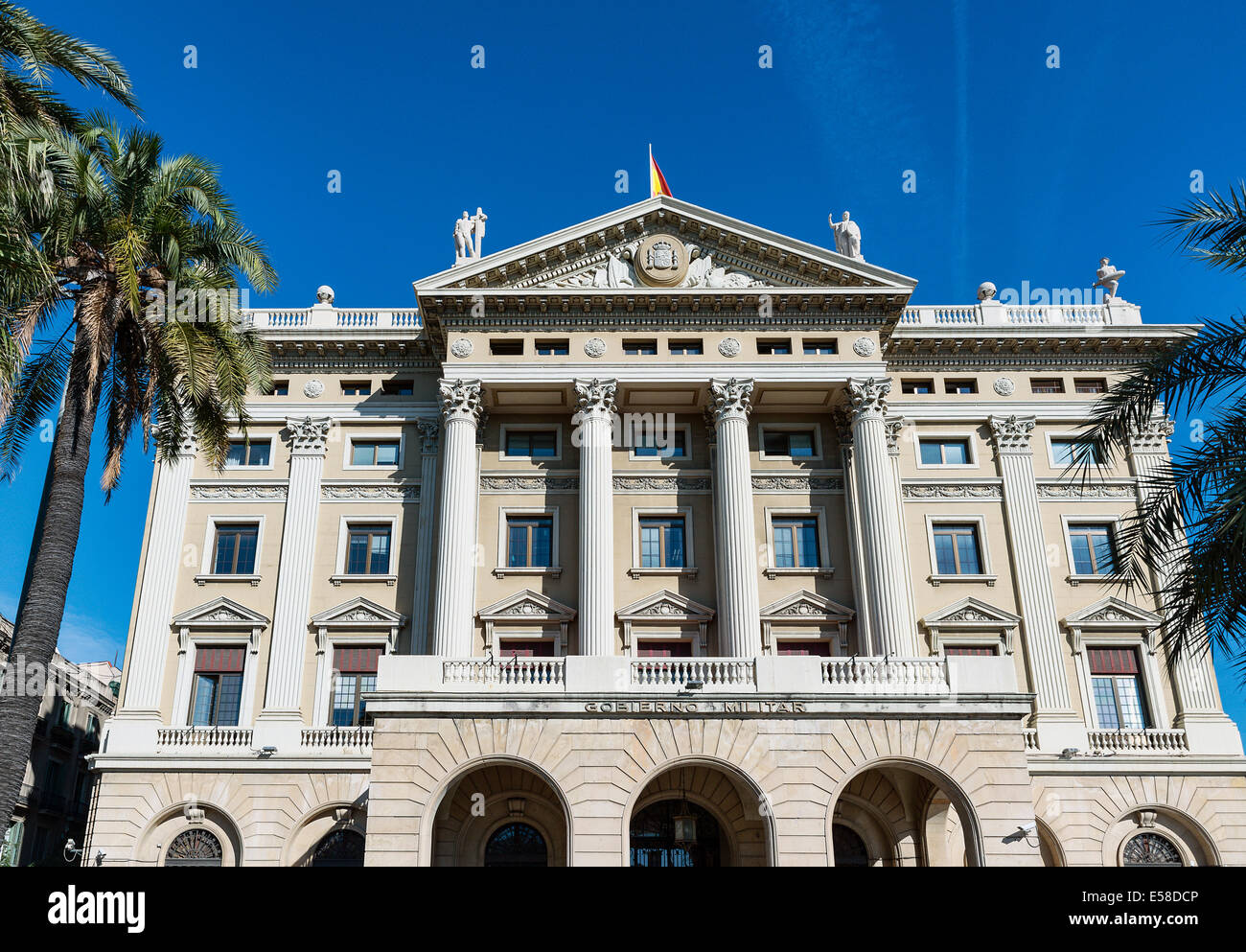 Gobierno Militar edificio sul Passeig de Colom a Barcellona, Spagna Foto Stock