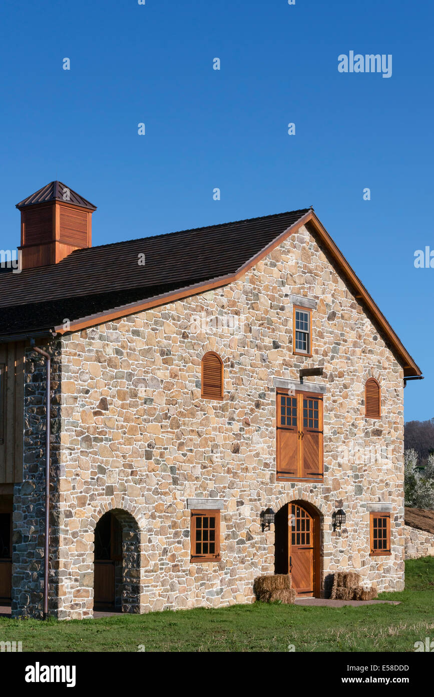 Nuova stalla di pietra costruzione, Pennsylvania, STATI UNITI D'AMERICA Foto Stock