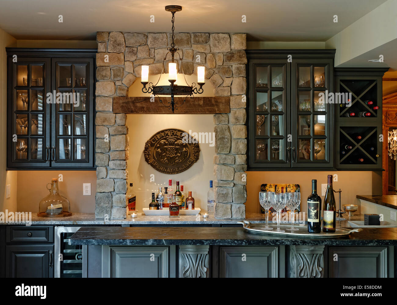 Casa rustico bar interior design. Foto Stock