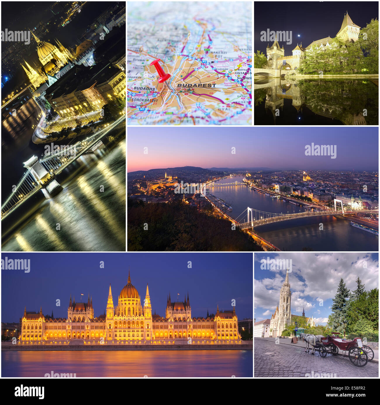 Impostare il collage di Budapest City immagini Foto Stock