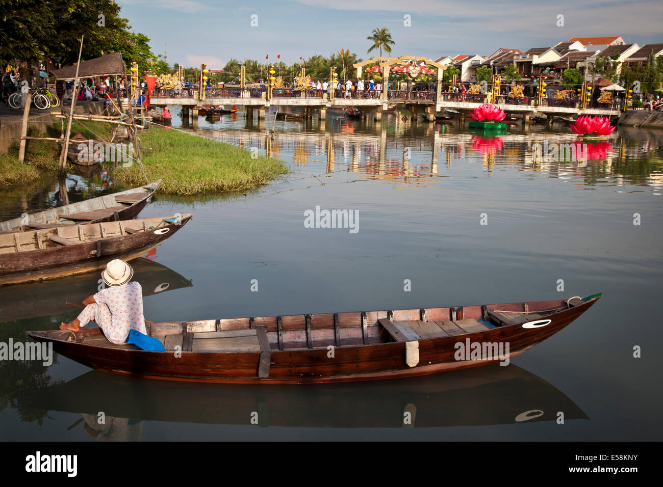 Thu Bon River ad Hoi An Foto Stock