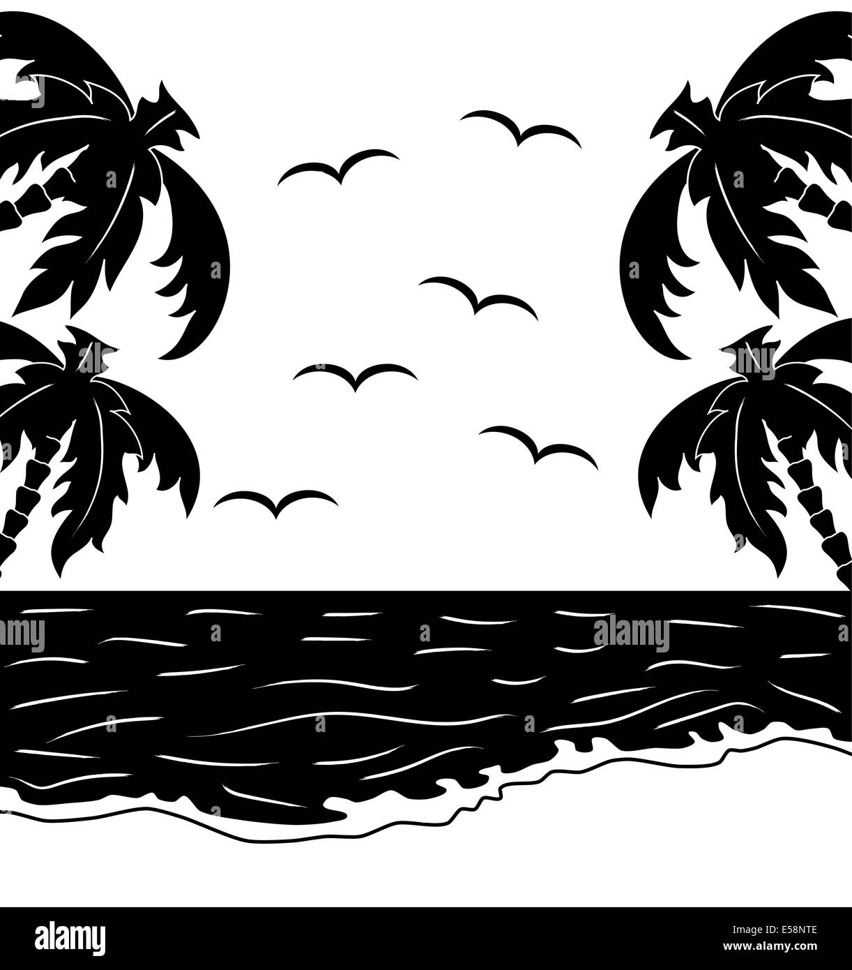 Bianco e nero paesaggio tropicale Foto Stock