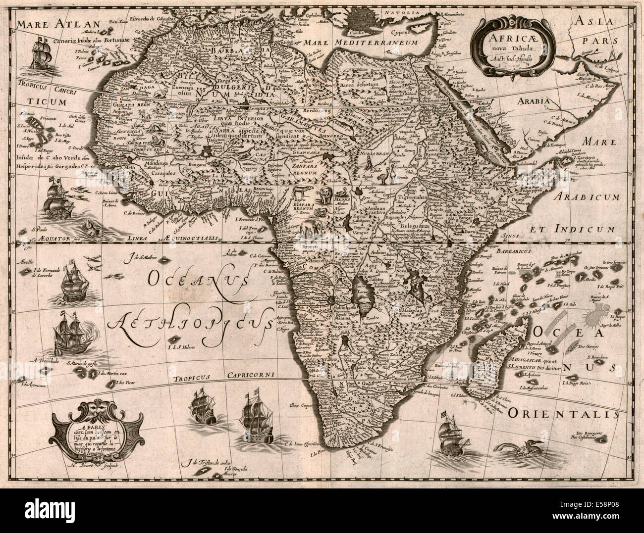 Africae nova tabula 1640 - Il nuovo consiglio di amministrazione di Africa - mappa Foto Stock