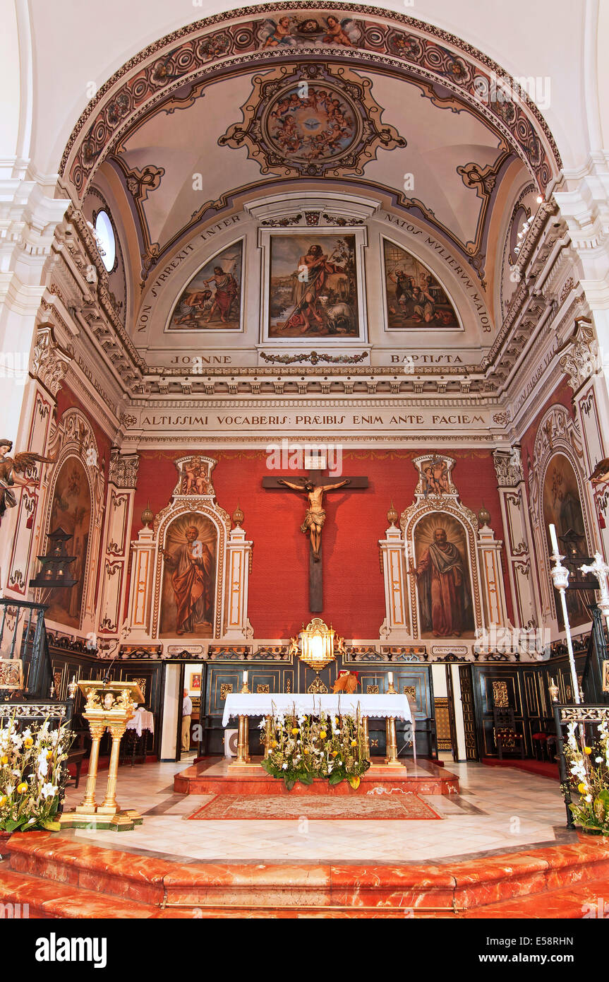 Chiesa di San Juan Bautista-High altare, La Palma del Condado, Huelva-provincia, regione dell'Andalusia, Spagna, Europa Foto Stock