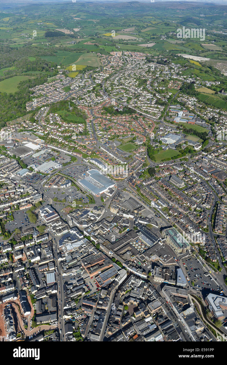 Una veduta aerea del Devon città di Newton Abbot Foto Stock