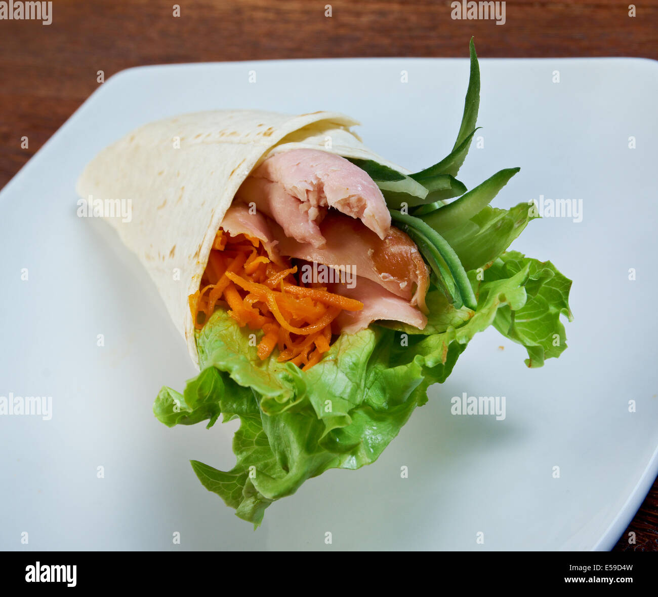 Burrito colazione fatta con le cosce di pollo Foto Stock