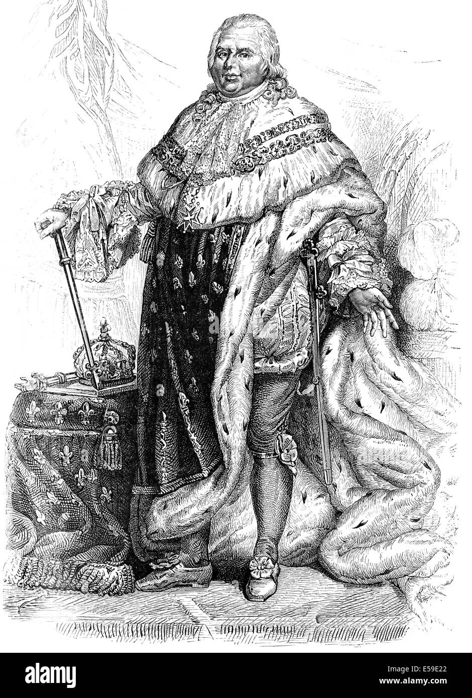 Luigi XVIII, Louis Stanislas Saverio, 1755-1824, re di Francia e Navarra della Casa di Borbone, Ludwig XVIII., Luigi XVIII S Foto Stock