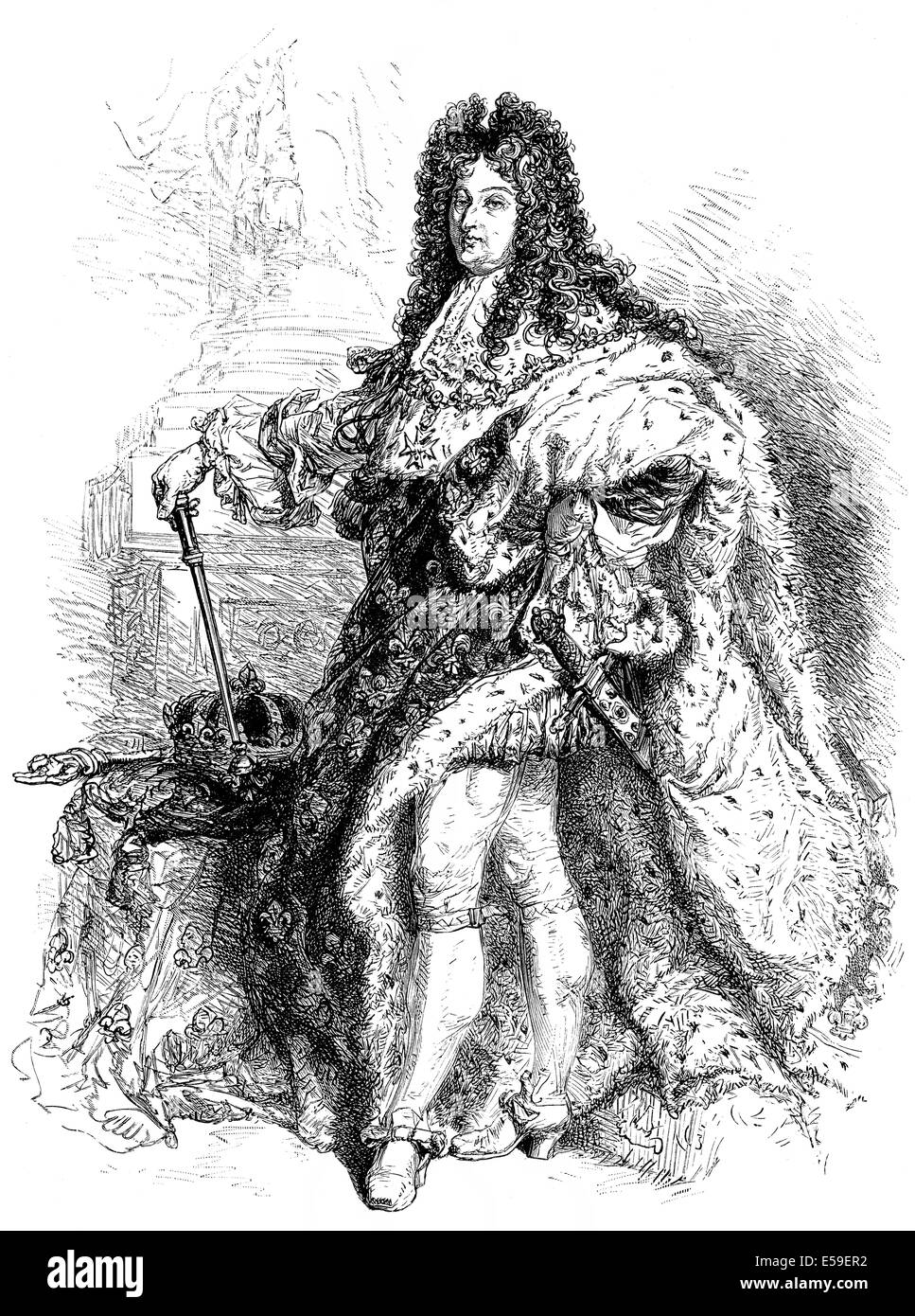 Ritratto di Luigi XIV, Louis le Grand, 1638 - 1715, Re di Francia e Navarra, chiamato il Re Sole o le Roi-Soleil, Ludwig XIV Foto Stock