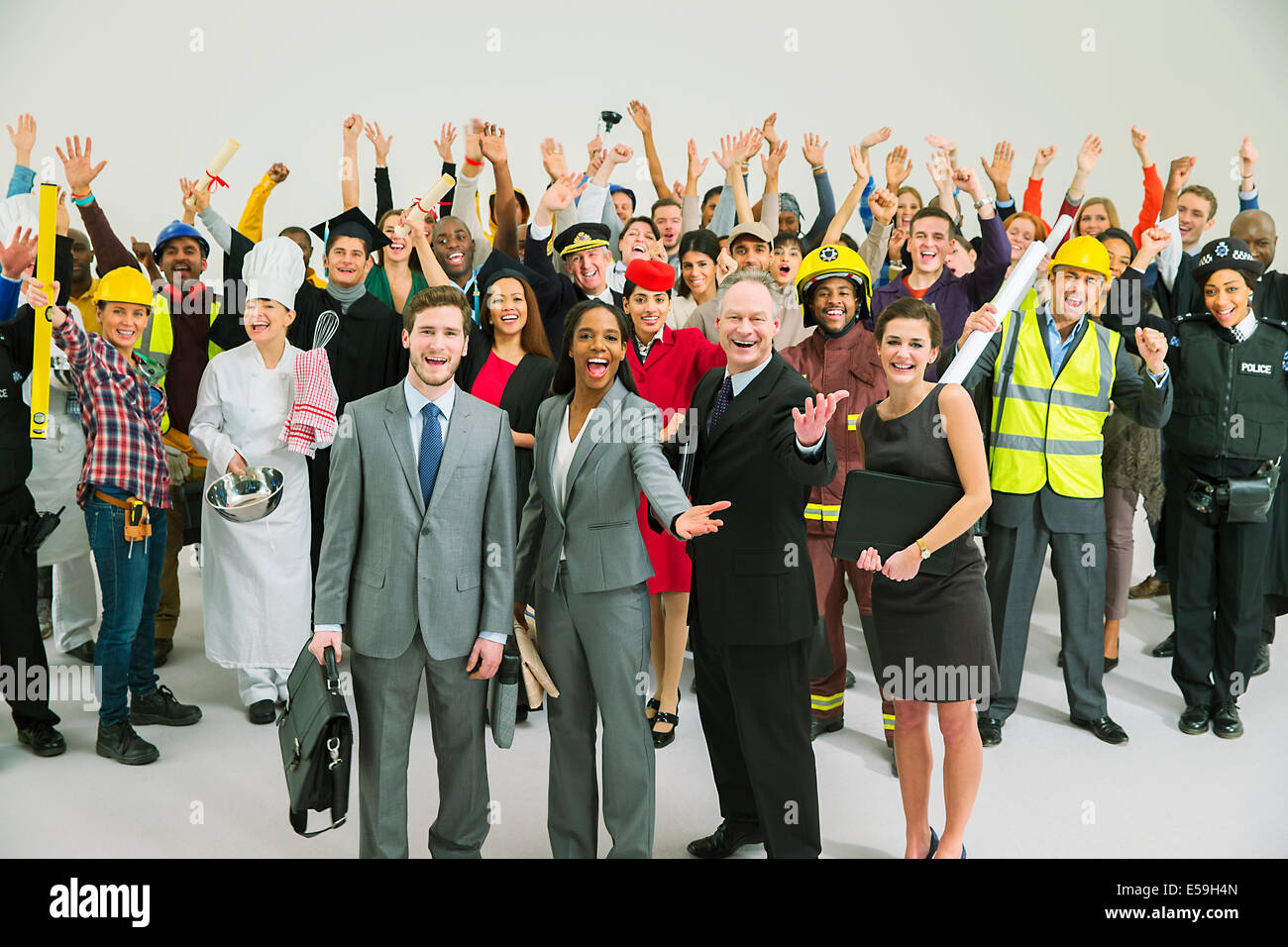 Ritratto di forza lavoro entusiasta Foto Stock