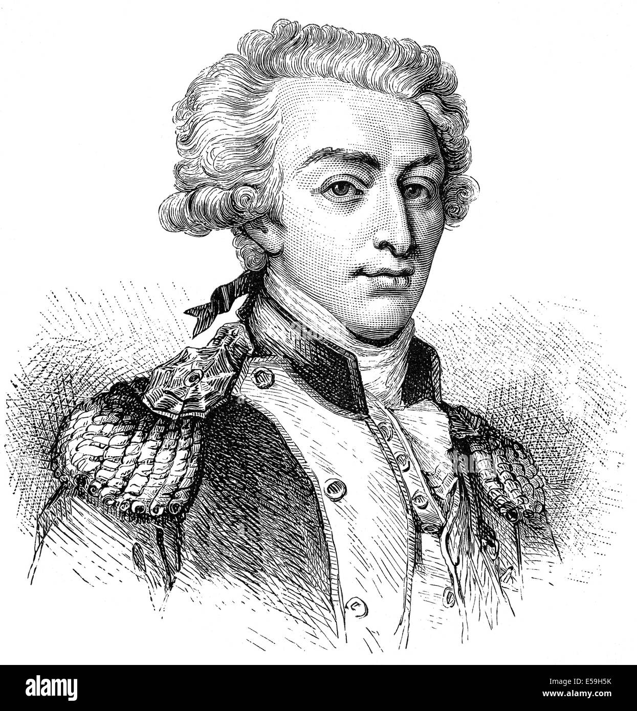 Marie-Joseph-Paul-Yves-Roch-Gilbert du Motier Marchese de La Fayette o Lafayette, 1757 - 1834, un generale francese e politico Foto Stock