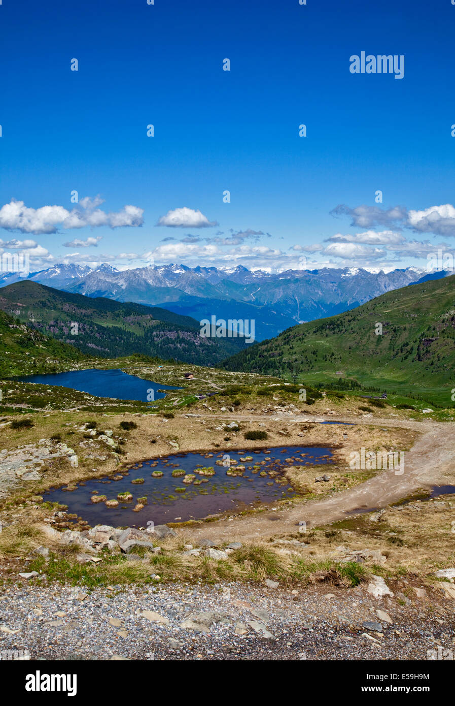 Laghetto di Dasdana/Lago Dasdana dal Dasdana Pass, nei pressi di Bagolino, Italia Foto Stock