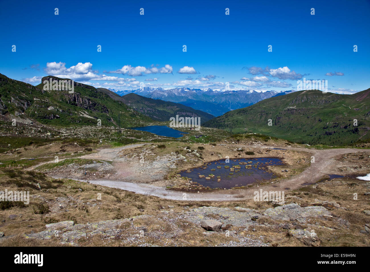 Laghetto di Dasdana/Lago Dasdana dal Dasdana Pass, nei pressi di Bagolino, Italia Foto Stock