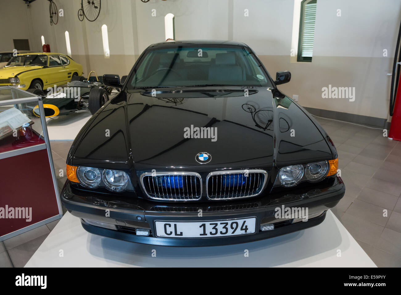 Nelson Mandela è a prova di proiettile BMW Serie 7 V12, Franschhoek Motor Museum, Sud Africa Foto Stock