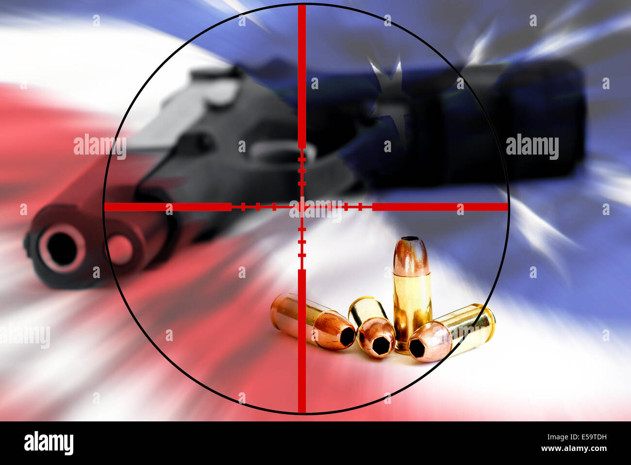Destra americana di tenere e portare armi attaccato dal mirino Foto Stock