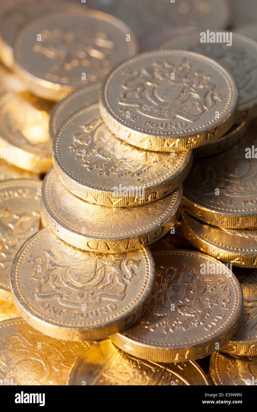 Valuta britannica - lira monete. Foto Stock