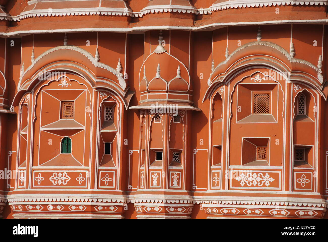 India .Rajasthan. Jaipur. Hawa Mahal è anche noto come Palazzo dei venti. Foto Stock
