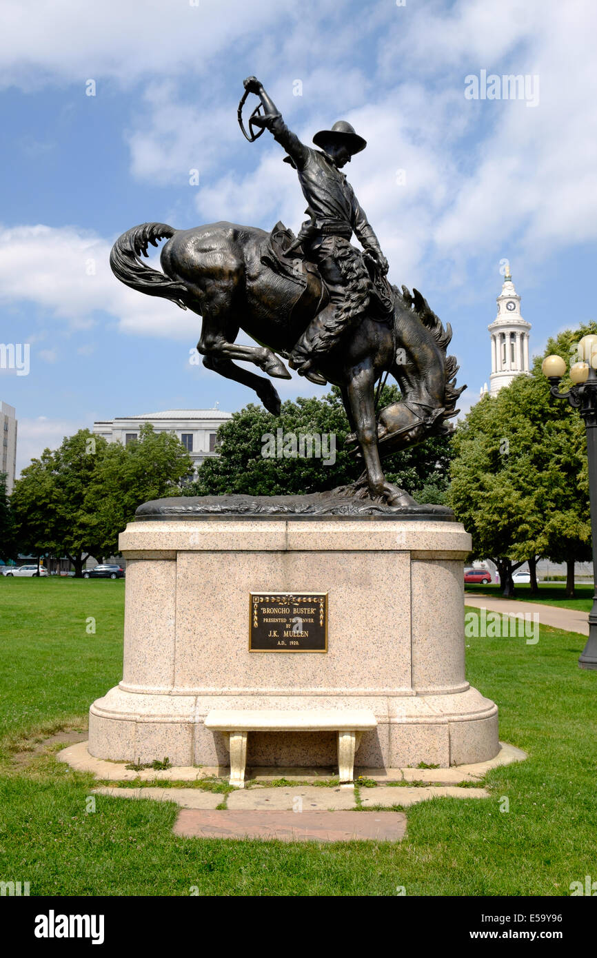 "Bronco Buster' statua Civic Center Park, Denver Colorado Foto Stock