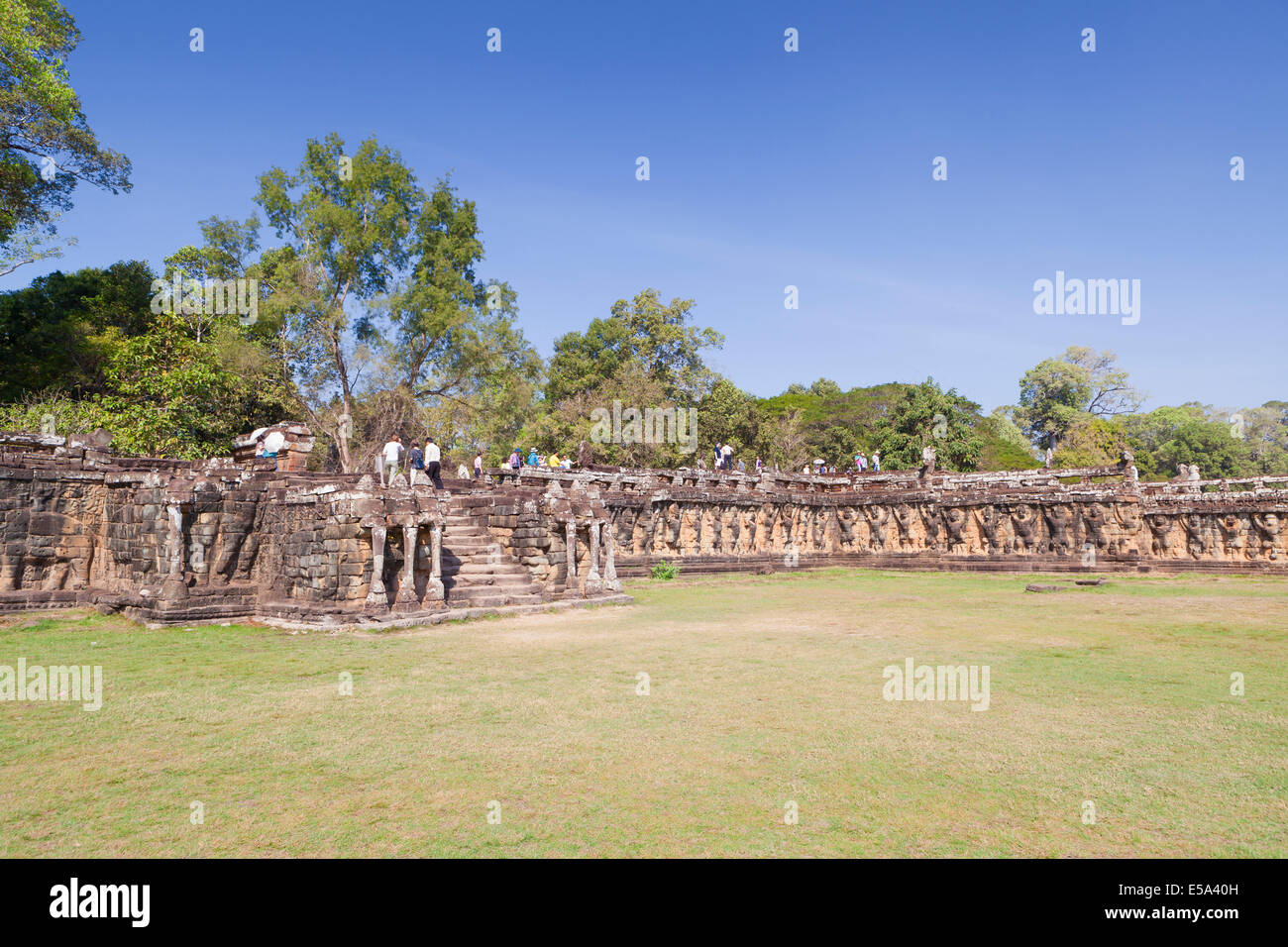 La terrazza degli elefanti, Angkor Thom, Siem Reap, Cambogia Foto Stock