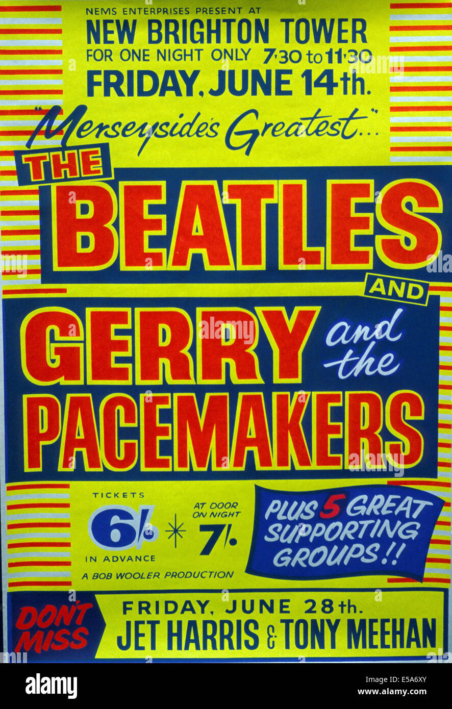 Nuova TORRE BRIGHTON poster per i concerti dei Beatles e Gerry e il pacemaker in giugno 1963 Foto Stock