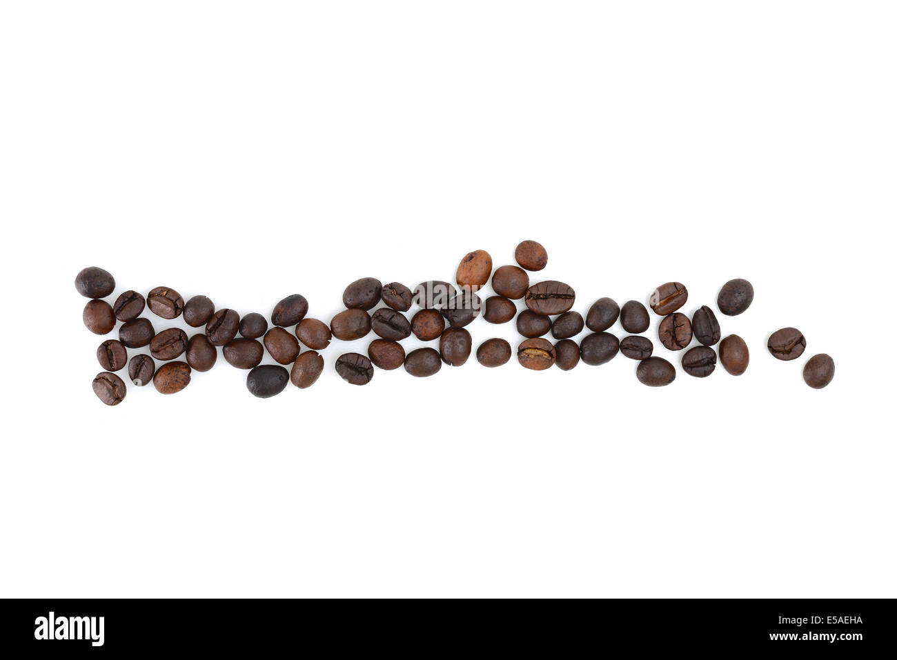 I chicchi di caffè in fila Foto Stock