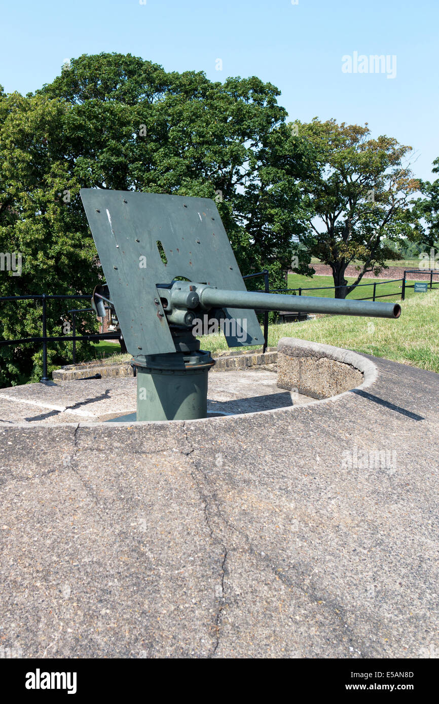 Pistola di artiglieria a Tilbury Fort, Essex, Inghilterra, Regno Unito. Foto Stock