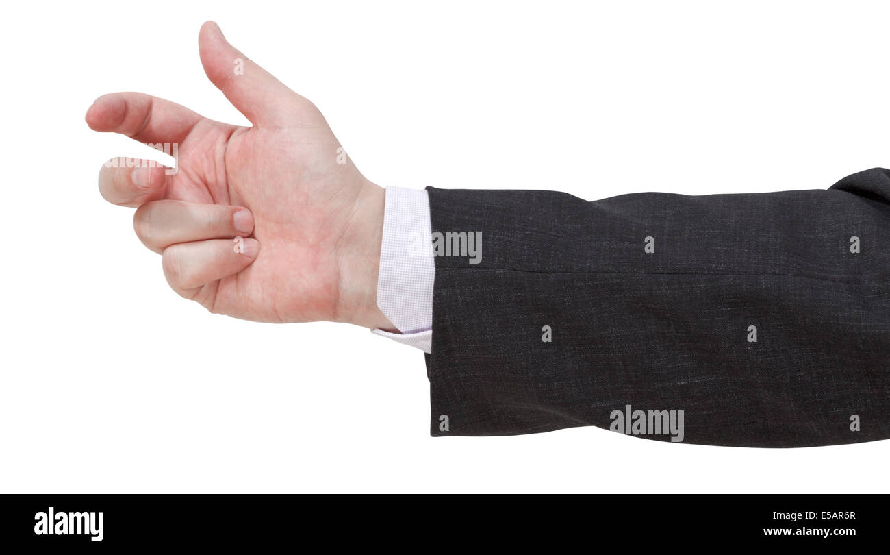 Contando sulle dita - mano gesto isolato su sfondo bianco Foto Stock