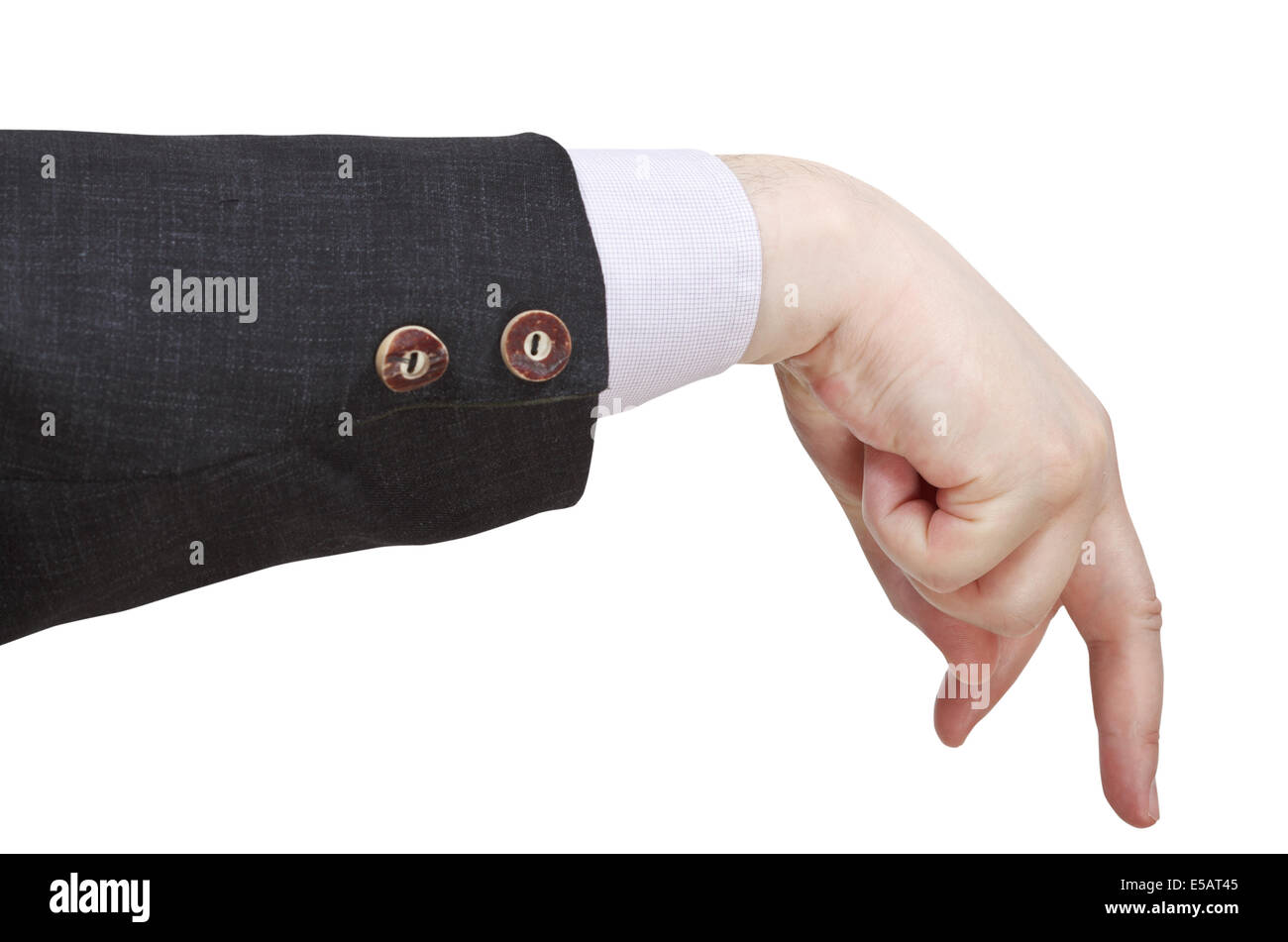 Uomo a piedi da dita maschio - mano gesto isolato su sfondo bianco Foto Stock