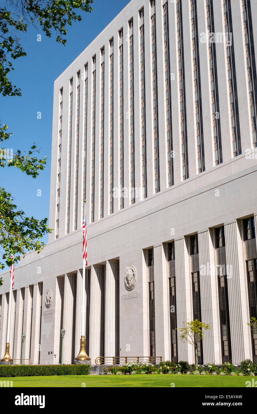 Los Angeles California,Downtown,Civic Center District,United States Court House,Federal Court,sezione giudiziaria,Art moderne,Architecture 1940,Historic b Foto Stock
