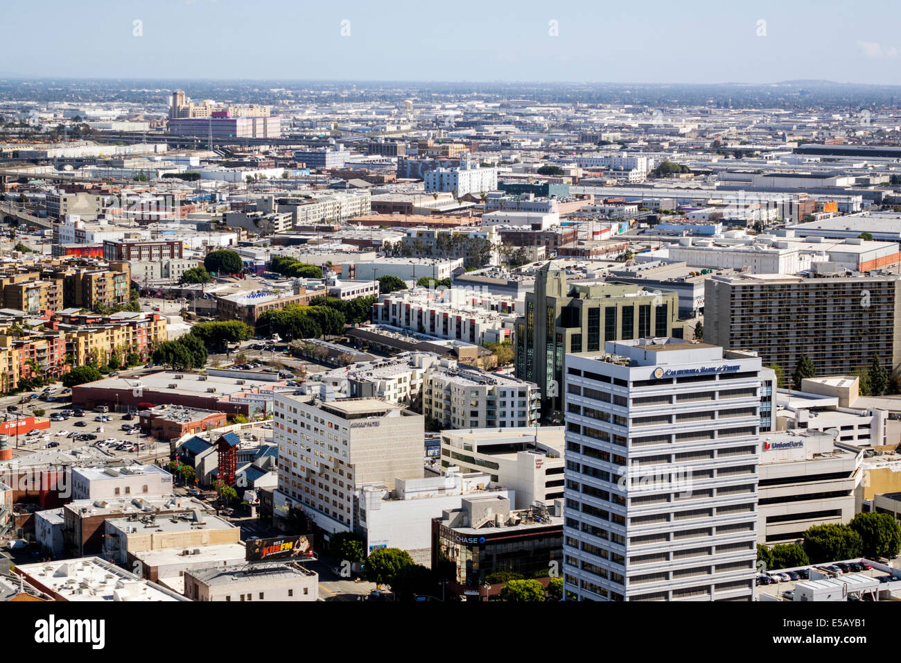 Los Angeles California, Centro citta', quartiere del Centro Civico, Municipio di Los Angeles, ponte di osservazione della torre, skyline, vista aerea, edifici, CA140401058 Foto Stock