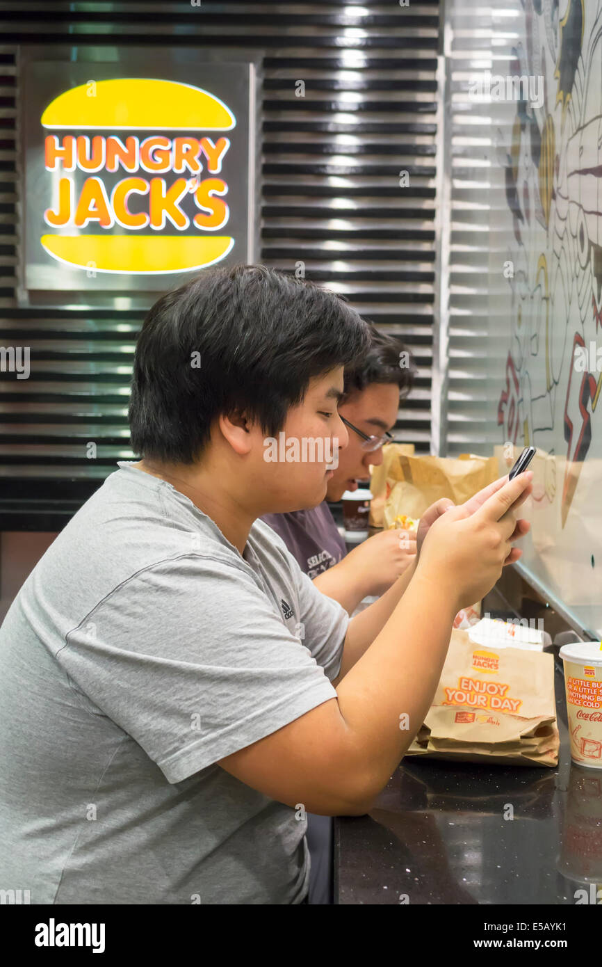 Melbourne Australia, Victoria CBD Central Business, quartiere, stazione centrale, Hungry Jack's, hamburger, hamburger King, hamburger, hamburger, franchising, f Foto Stock