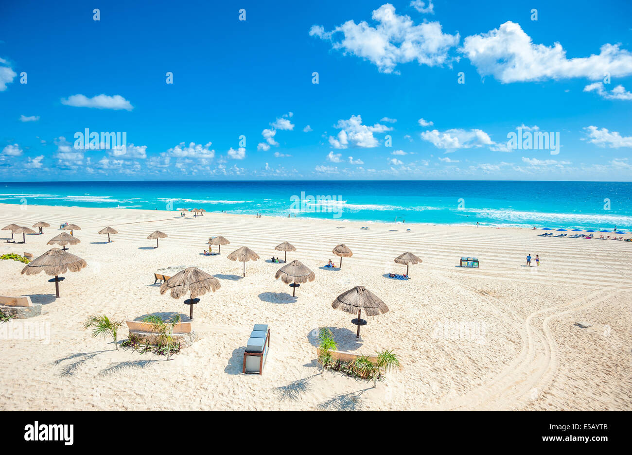 Spiaggia di Cancun panorama, Messico Foto Stock