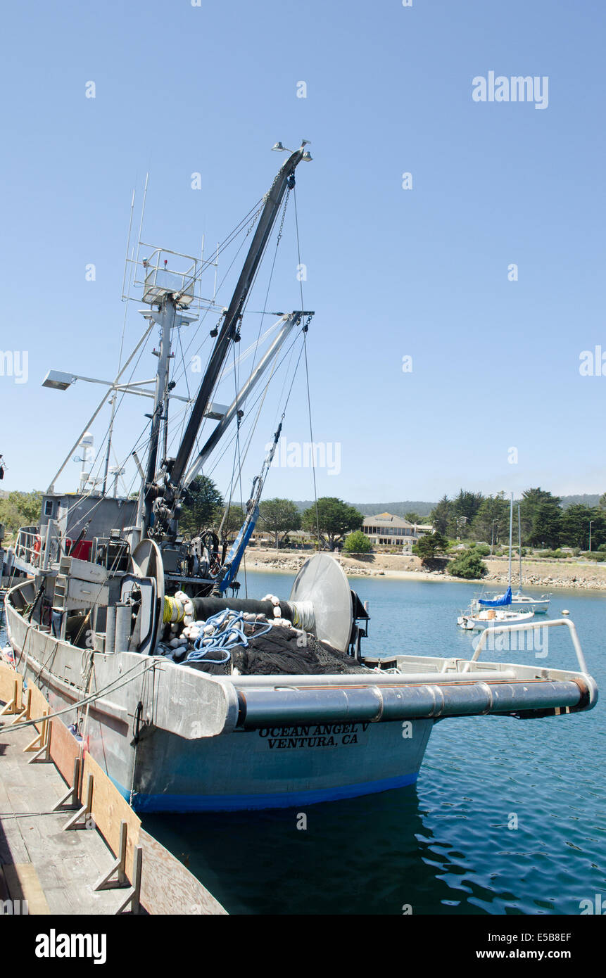 Ocean Angelo V un oceaniche imbarcazione per la pesca con sciabica portamonete al dock di Monterey in California Foto Stock
