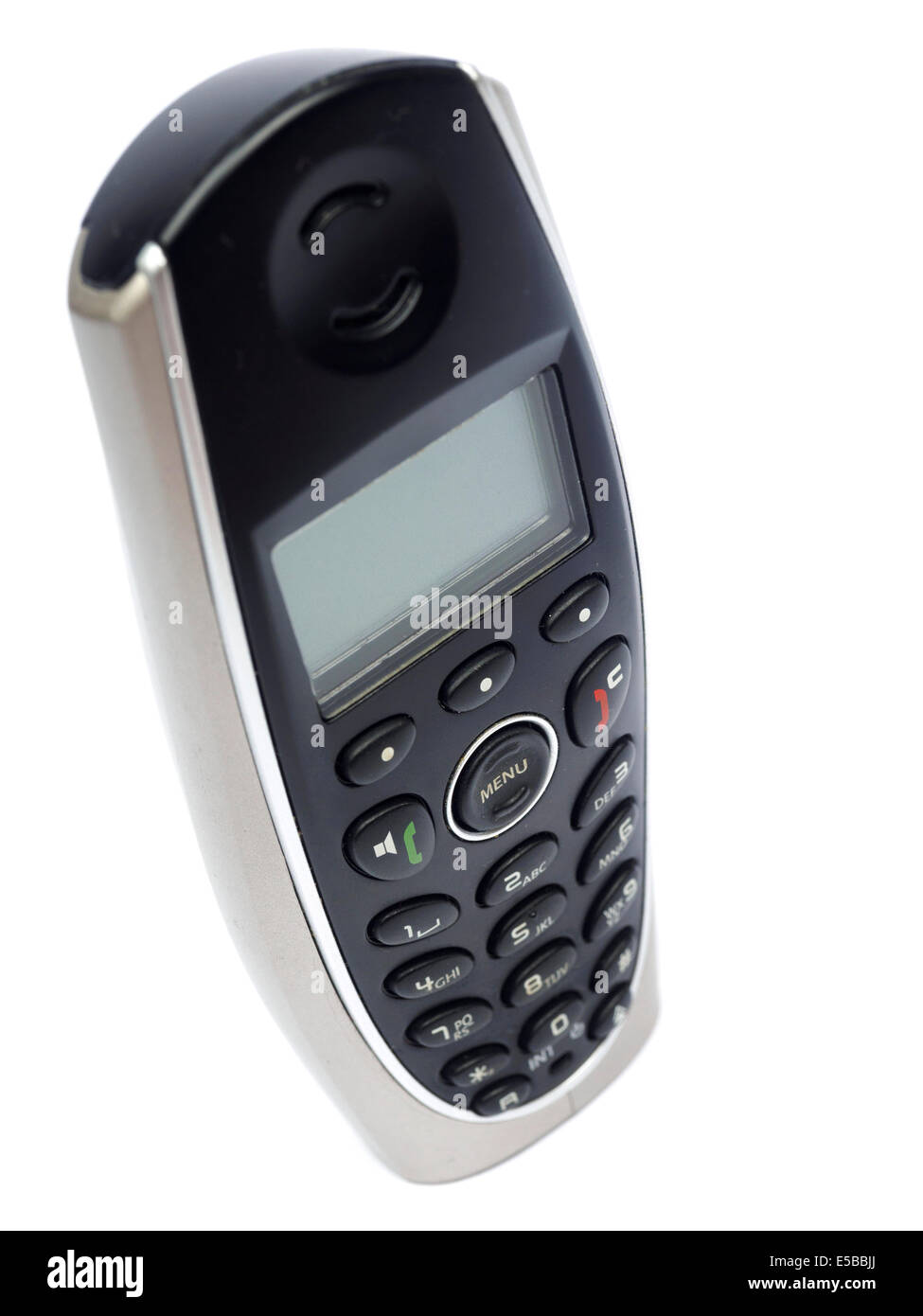 Landline telefono cordless isolati su sfondo bianco Foto Stock