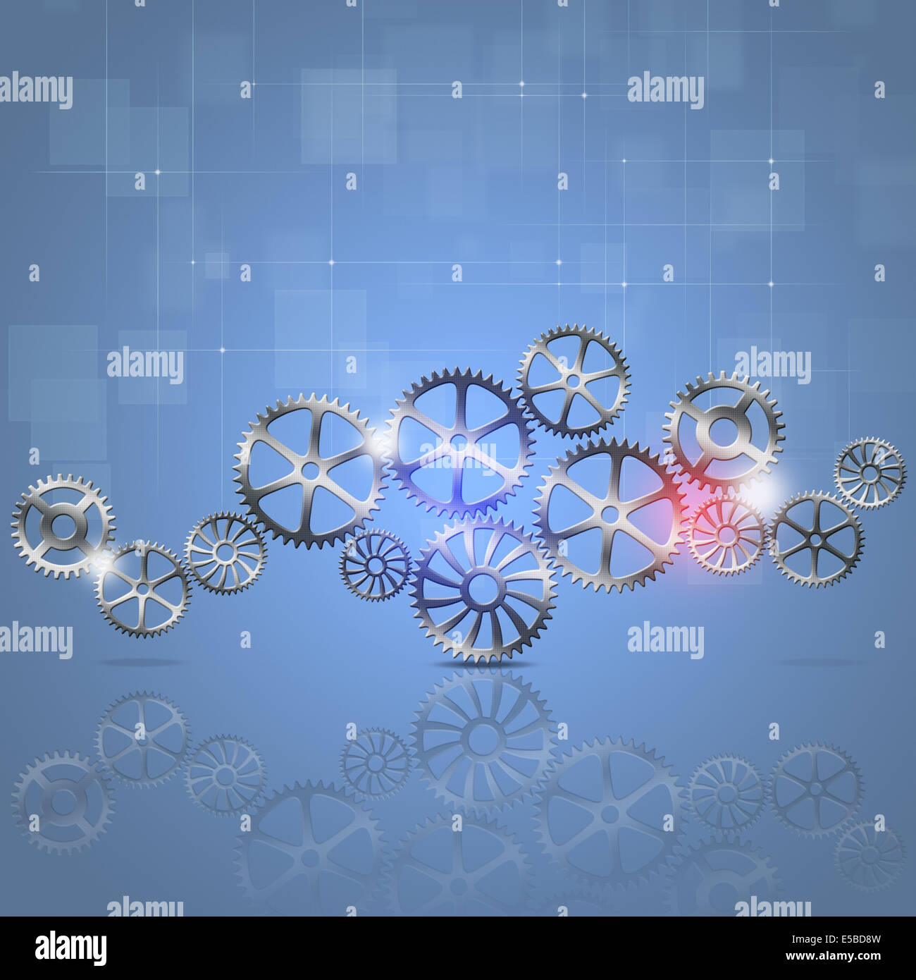 Abstract technology business moto ingranaggi su sfondo blu Foto Stock