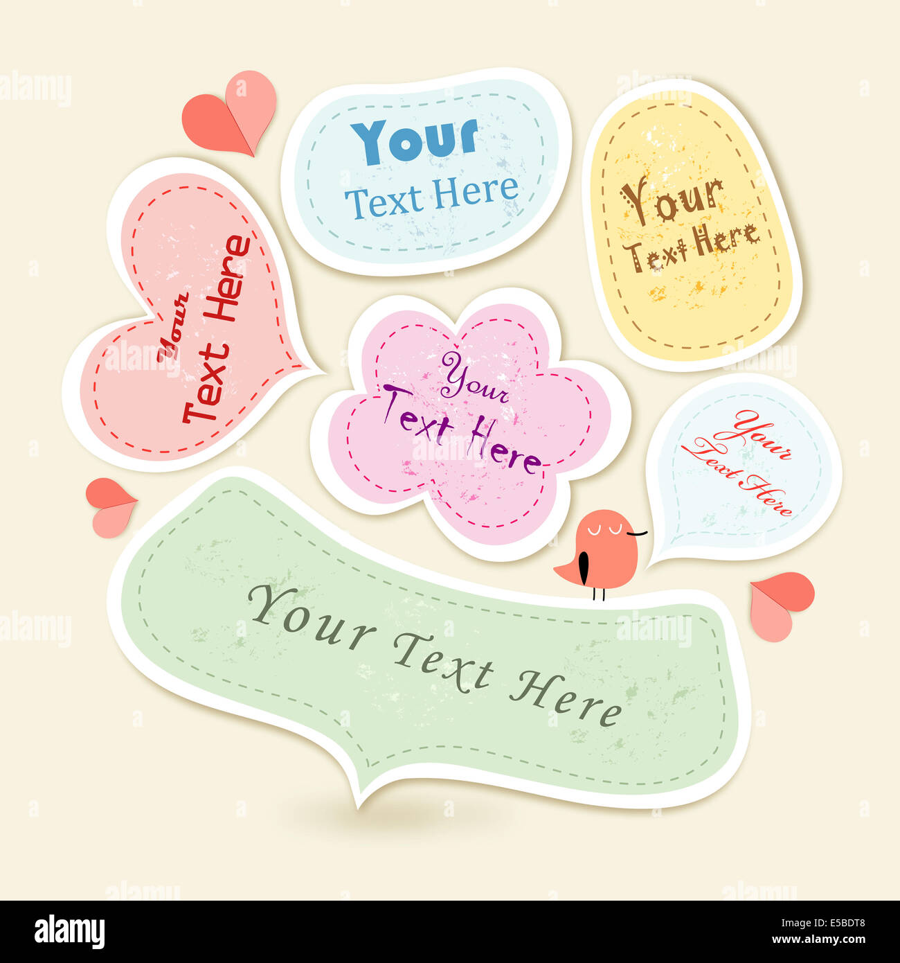 Diversi frame a trama per il testo Foto Stock