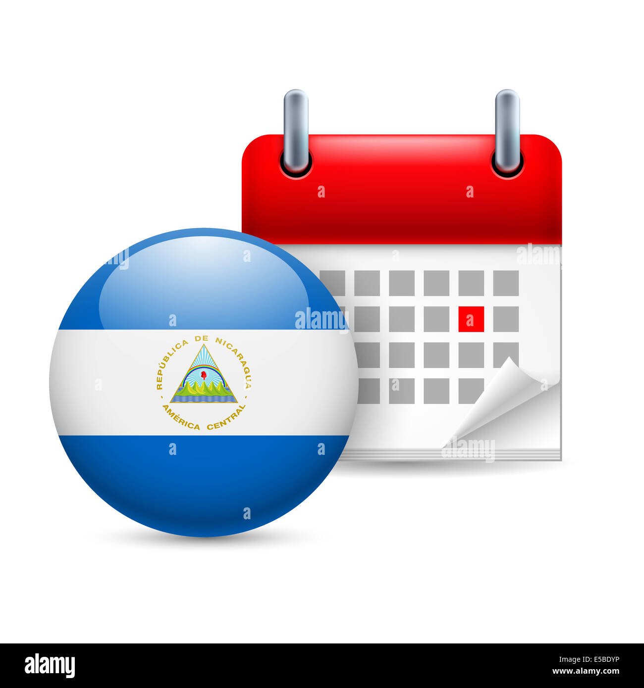 Calendario e round nicaraguense icona bandiera. Festa nazionale in Nicaragua Foto Stock